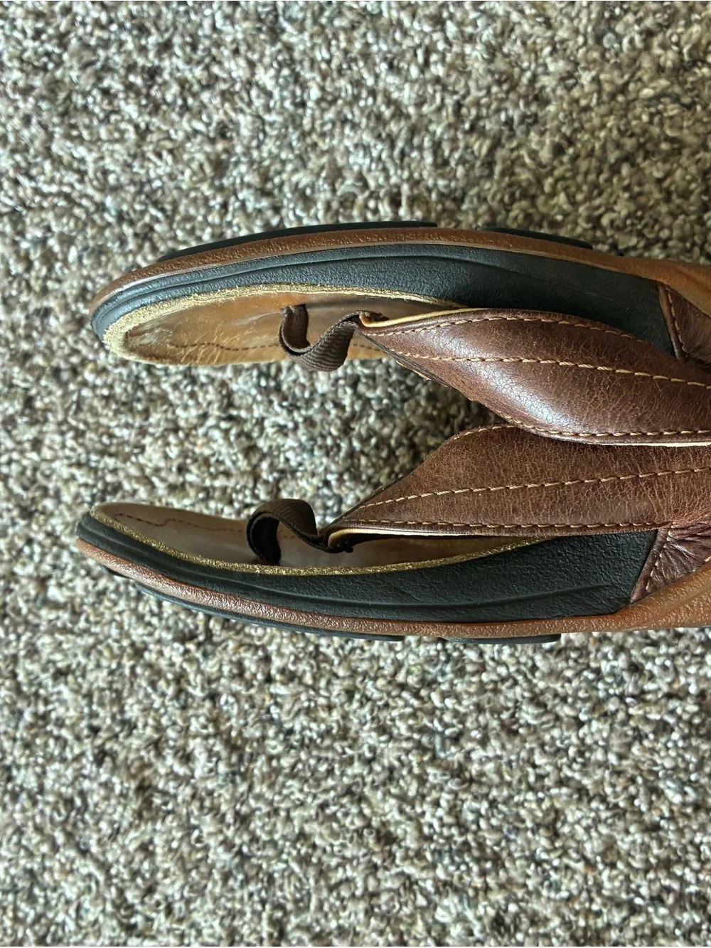 Olukai Hiapo Men's Brown Leather Flip Flop Sandals Size 8